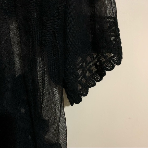 Kimono Shawl Drape Cape Duster Black short sleeve lace sheer one size - Picture 5 of 9